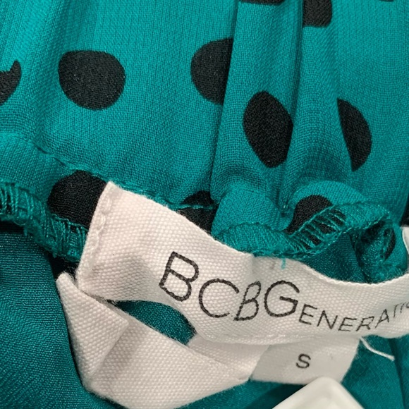 BCBG GEN flowy Black Teal Green Polka Dot "Aries" MicroPleated Skirt Size S - Picture 3 of 7